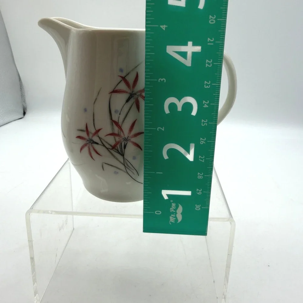 Syracuse China Flame Lily Creamer and Sugar Bowl Set Vintage MCM USA cafefree